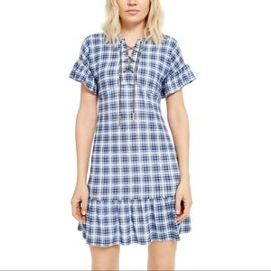 MICHAEL Michael Kors Chain Lace-Up Plaid Dress